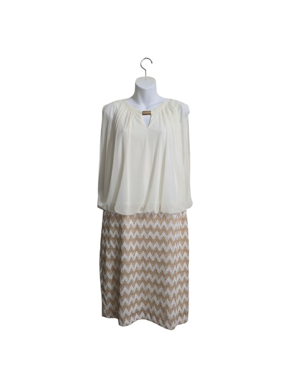 Chelsea Suite Chiffon Knit Chevron Knee Length Dress Sz 14